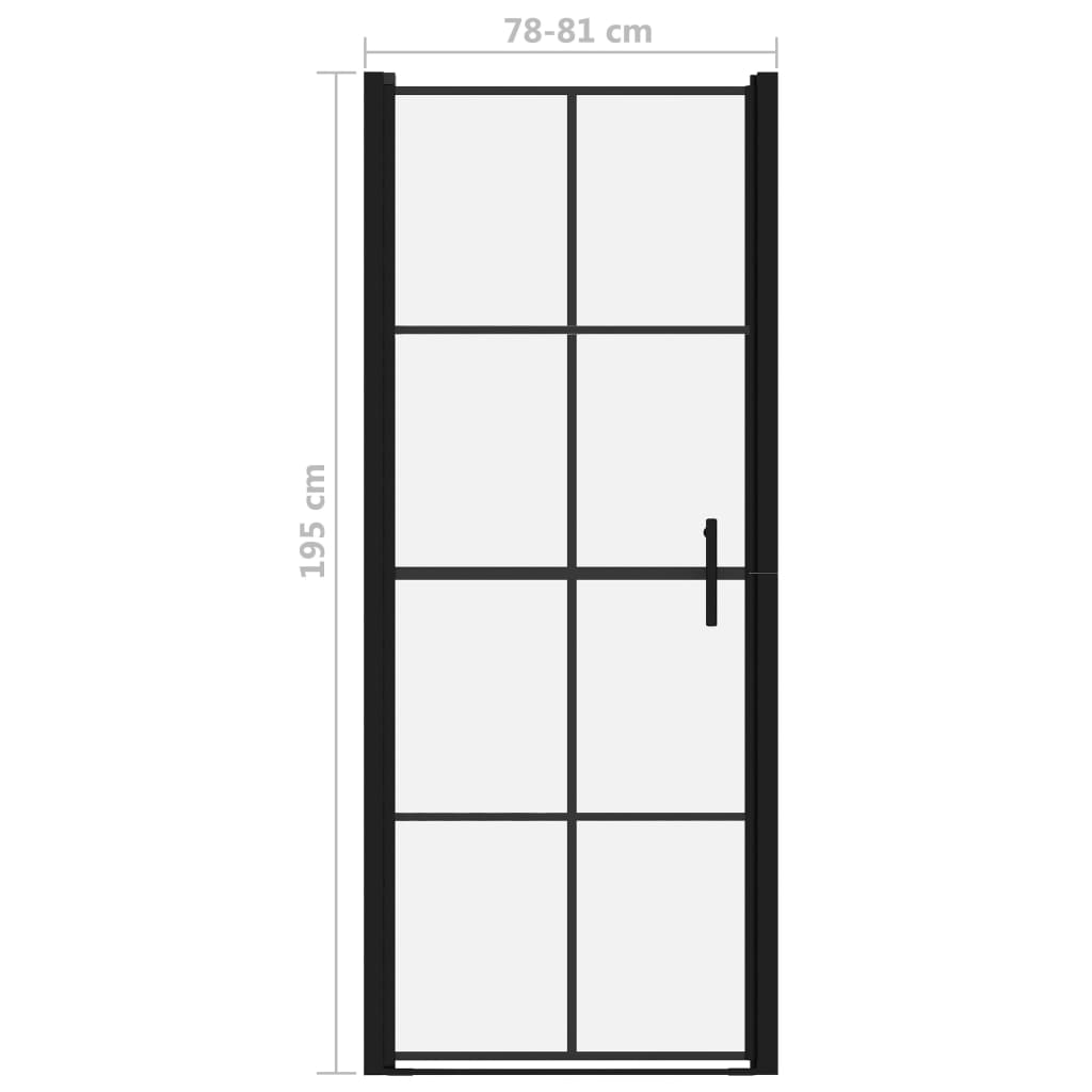 Dusjdør herdet glass 81x195 cm svart