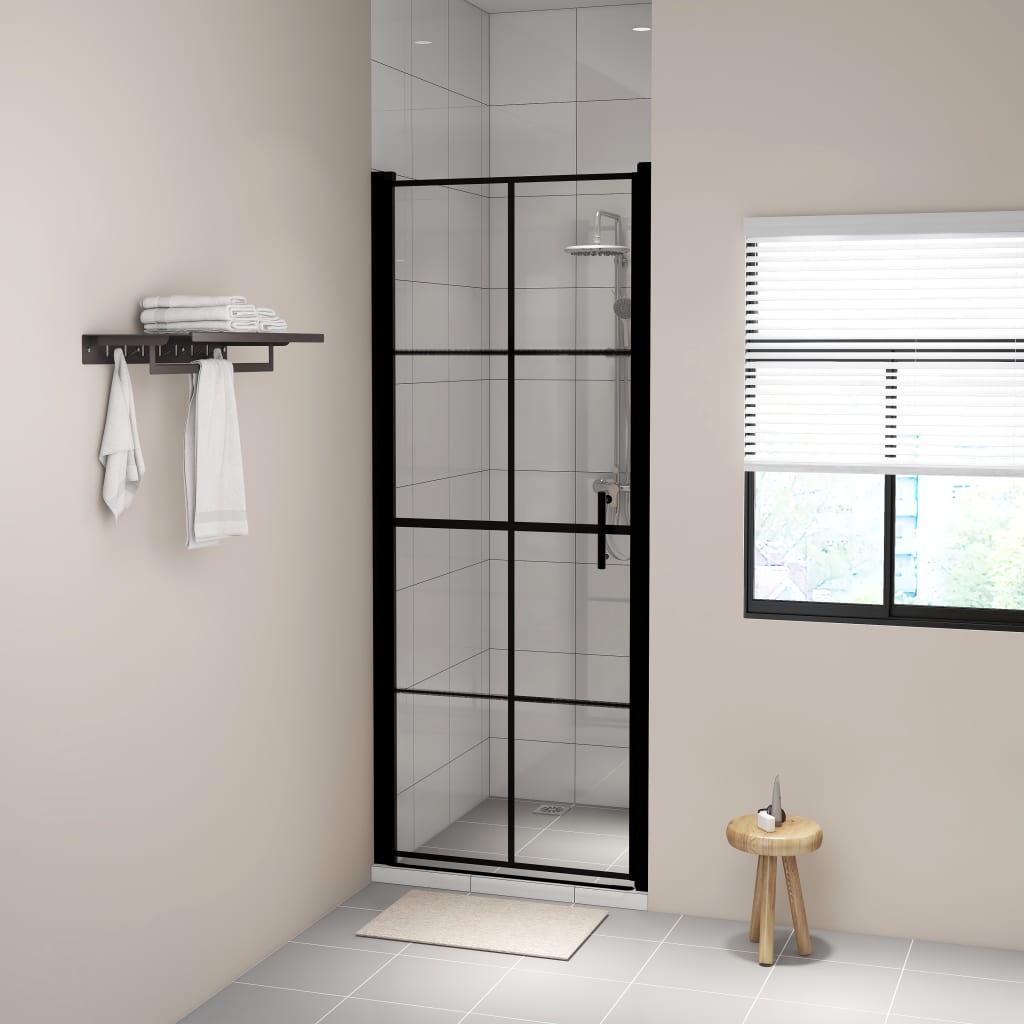Dusjdør herdet glass 81x195 cm svart