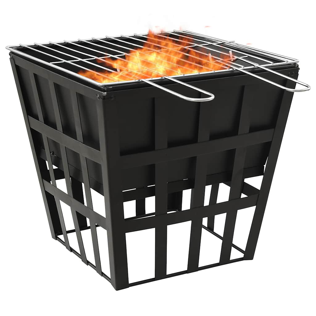 2-i-1 bålfat og grill 34x34x48 cm stål vidaXL