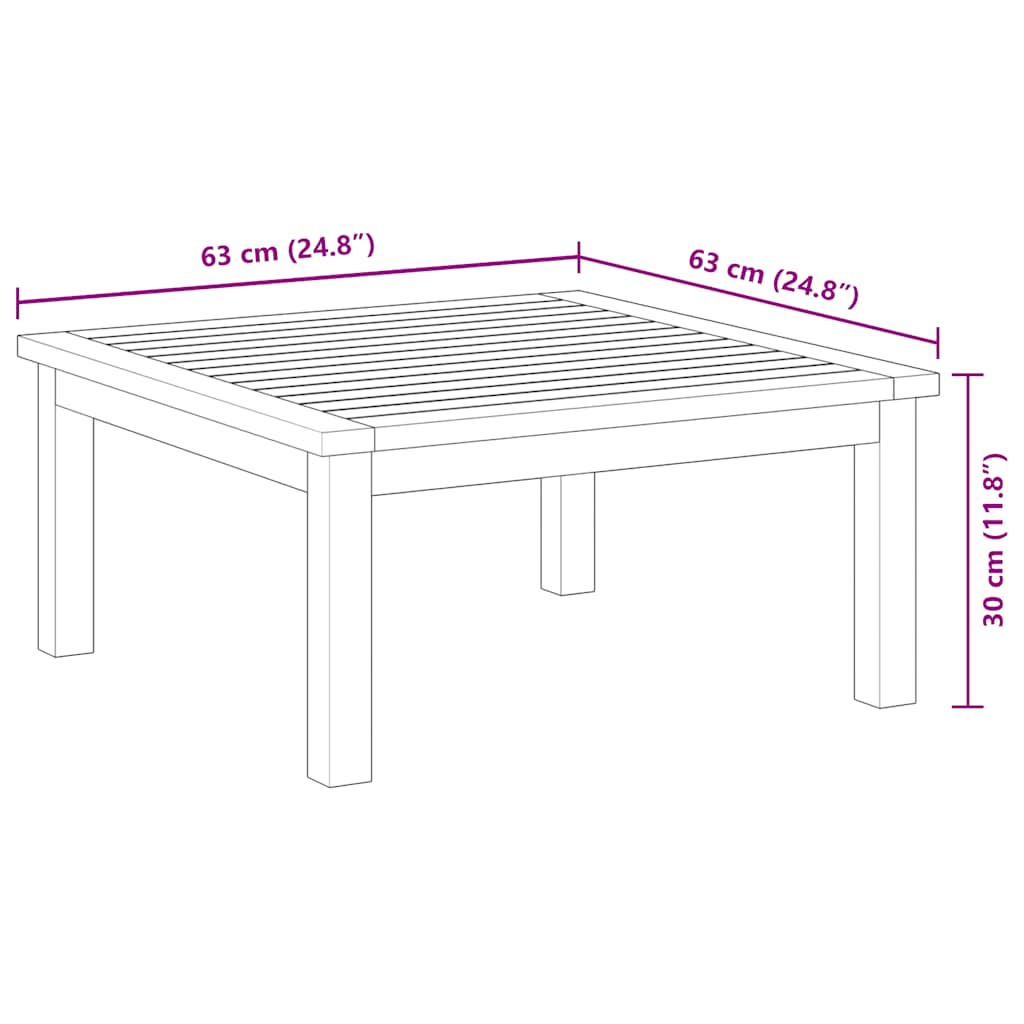 Utendørs salongbord 63x63x30 cm heltre akasie