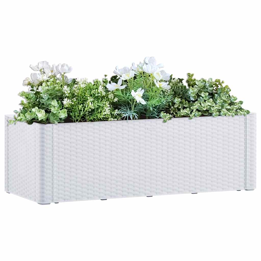 Høybed med selvvanningssystem hvit 100x43x33 cm