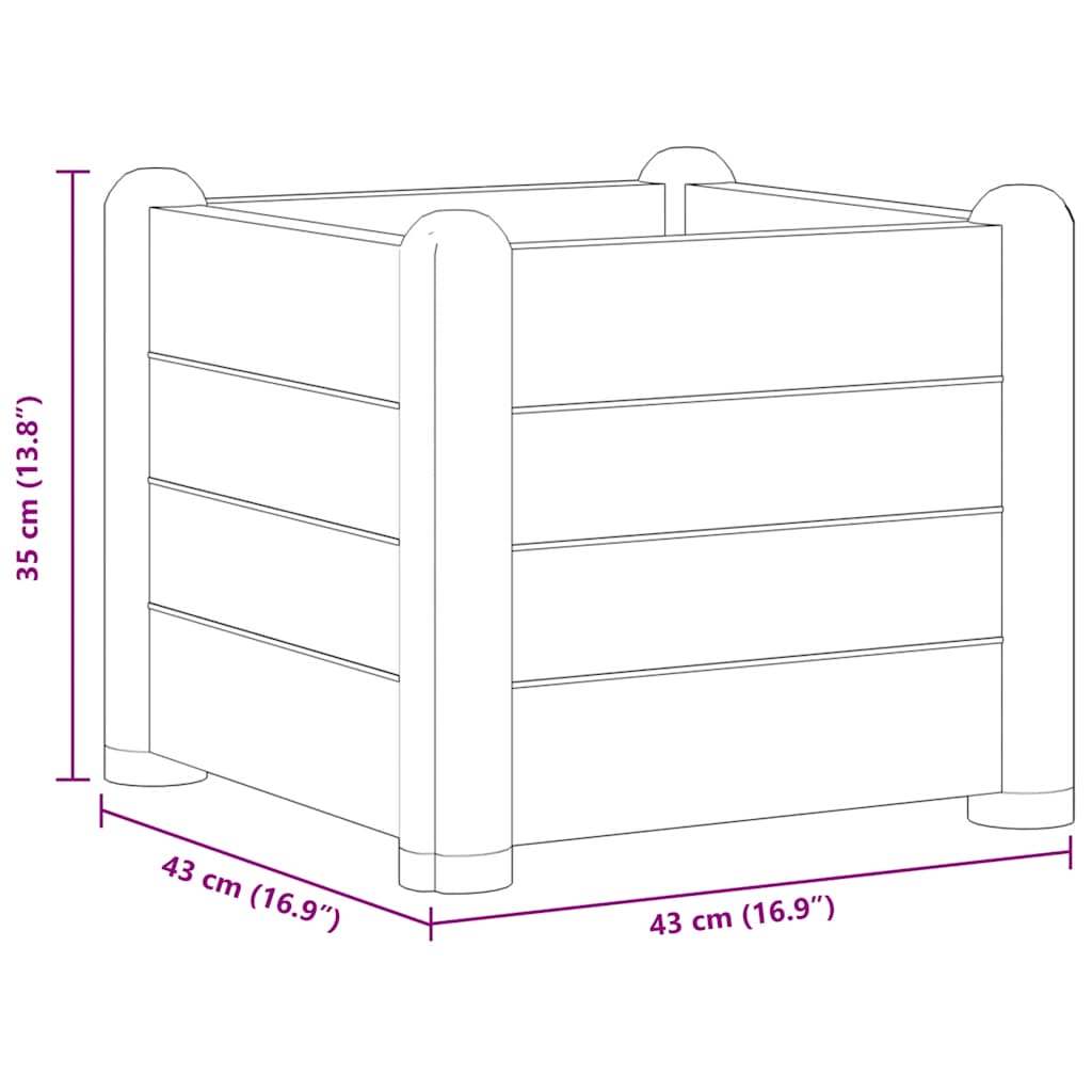Høybed PP antrasitt 43x43x35 cm vidaXL