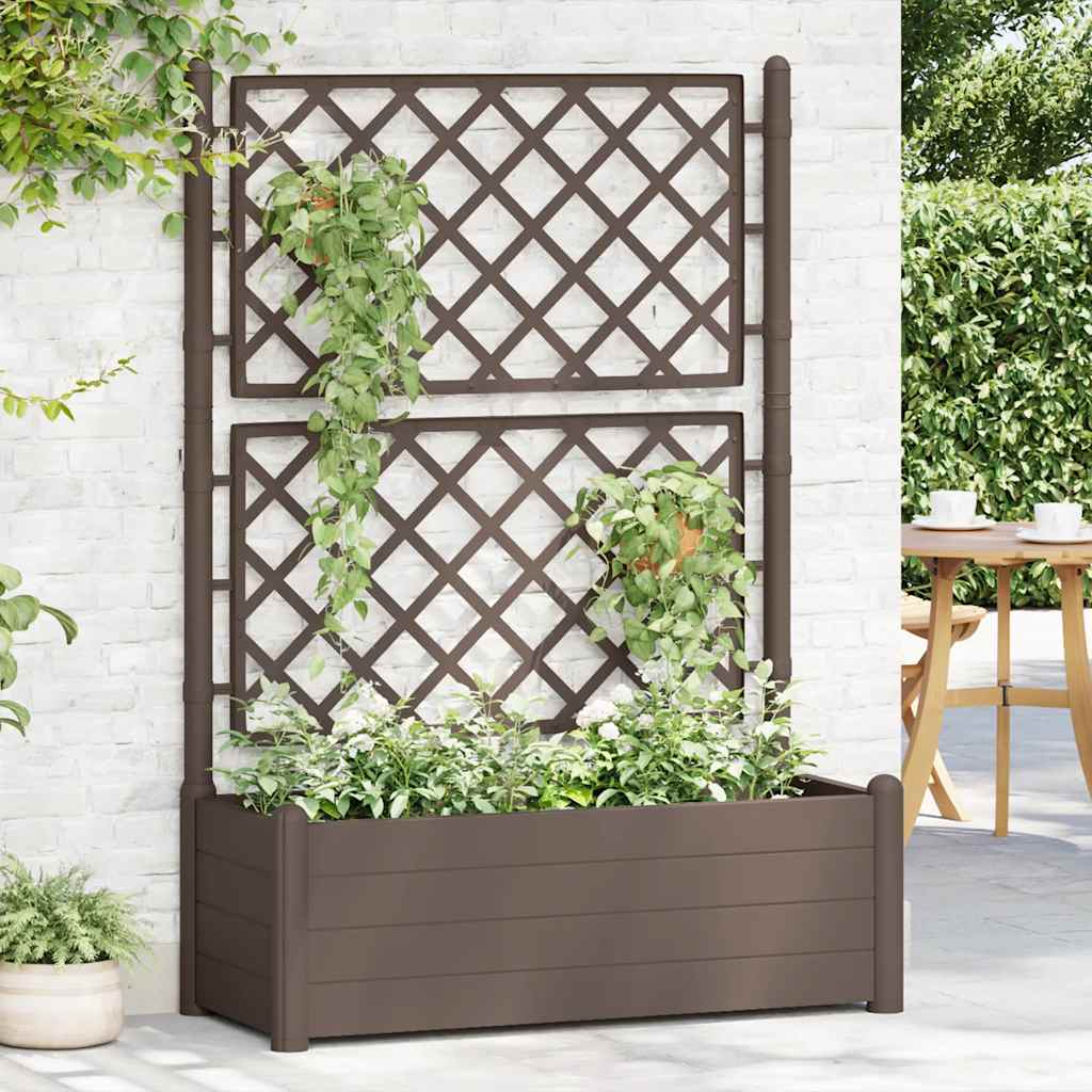 Plantekasse med espalier 100x43x142 cm PP mocca