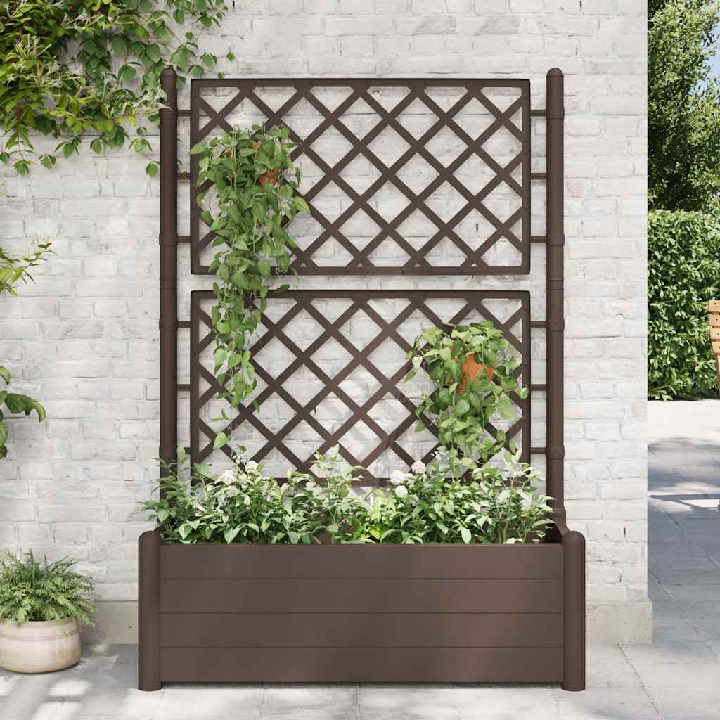 Plantekasse med espalier 100x43x142 cm PP mocca