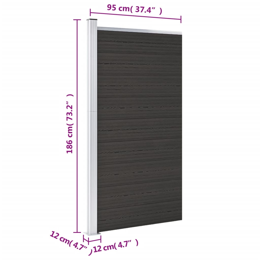 Gjerdepanel WPC 95x186 cm svart