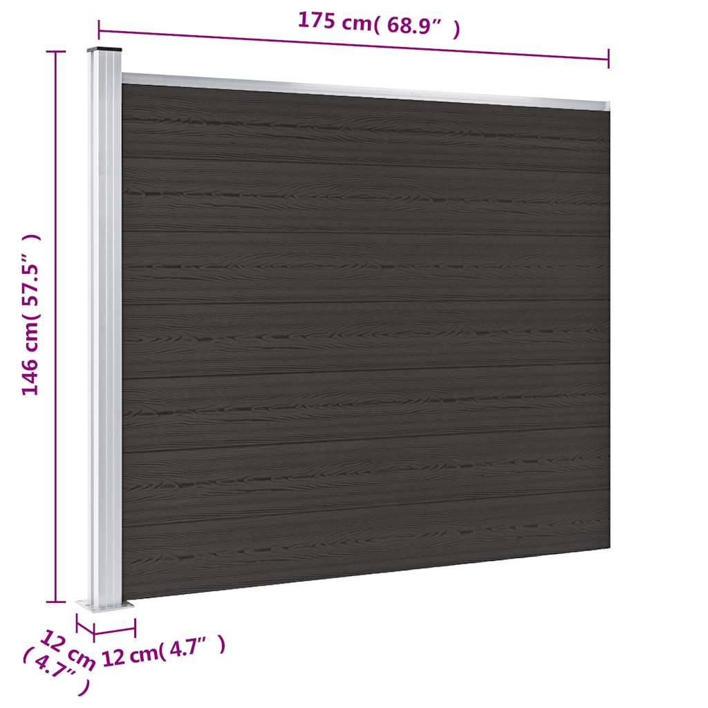 Gjerdepanel WPC 175x146 cm svart vidaXL