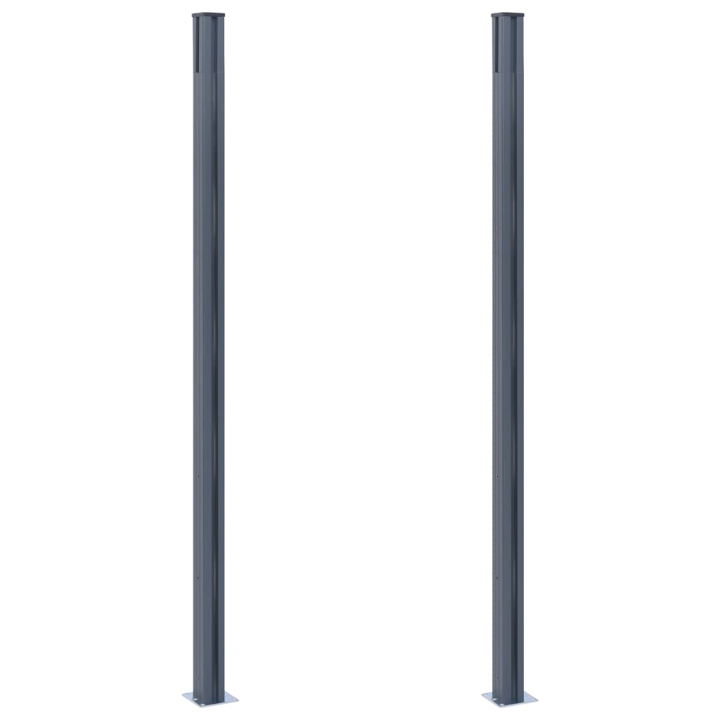 Gjerdestolper 2 stk mørkegrå 185 cm aluminium vidaXL