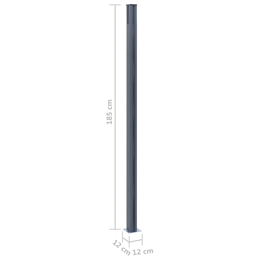 Gjerdestolper 3 stk mørkegrå 185 cm aluminium