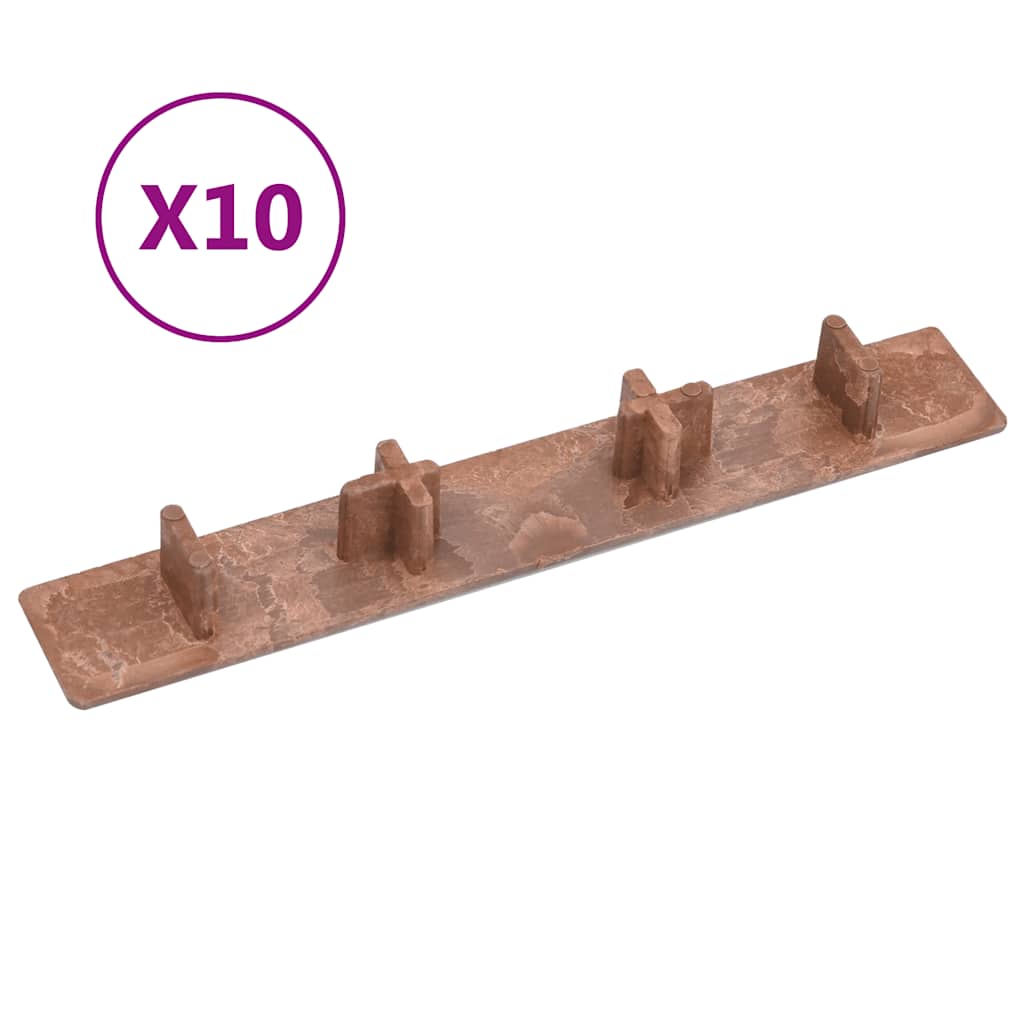 Endehetter for terrasebord 10 stk brun plast vidaXL