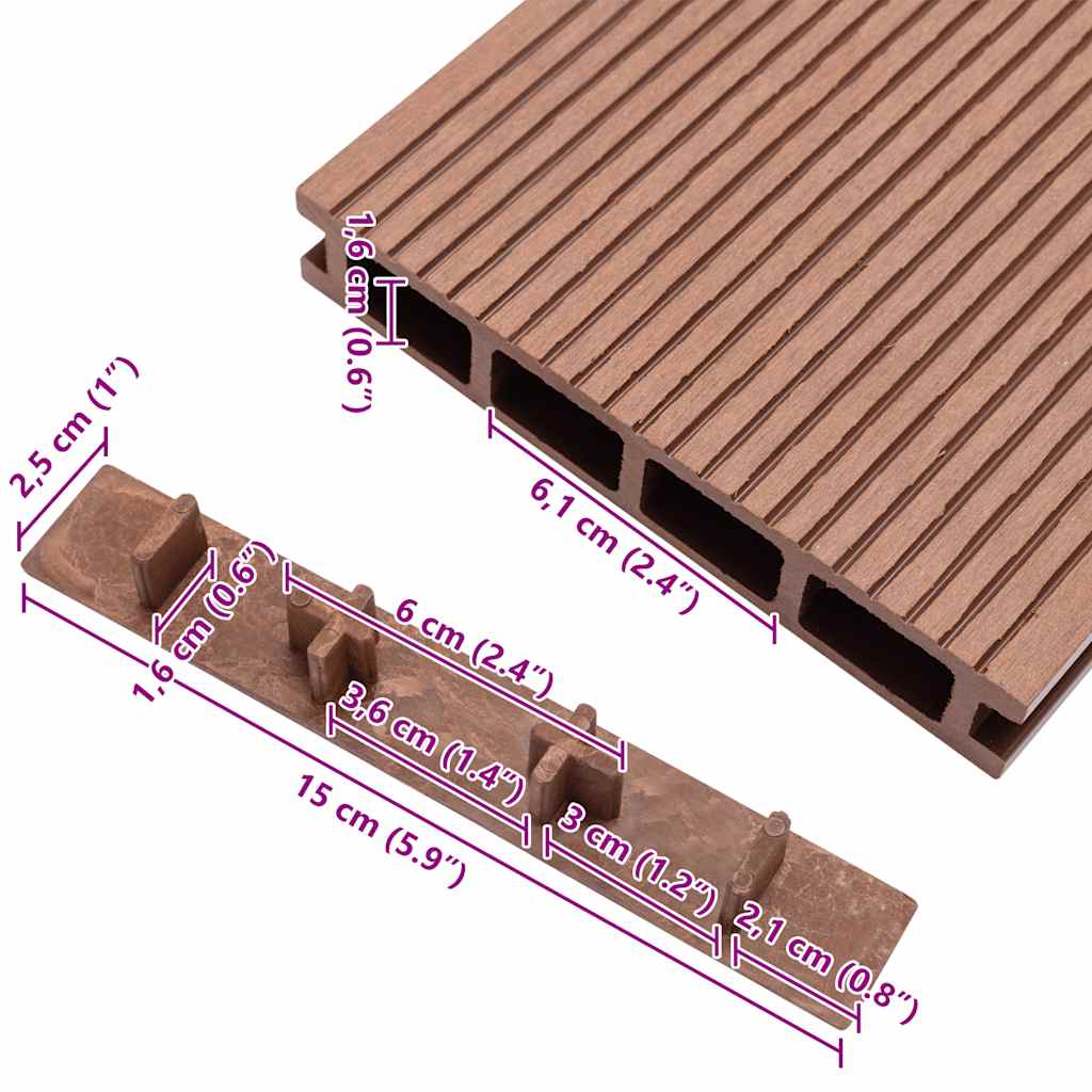 Endehetter for terrasebord 10 stk brun plast vidaXL