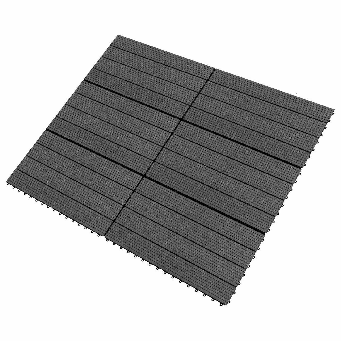 Terrasseflis 6 pcs Svart 60 x 30 cm WPC