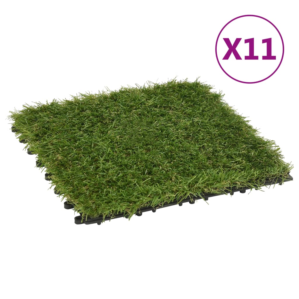 Kunstige gressmatter 11 stk grønn 30x30 cm