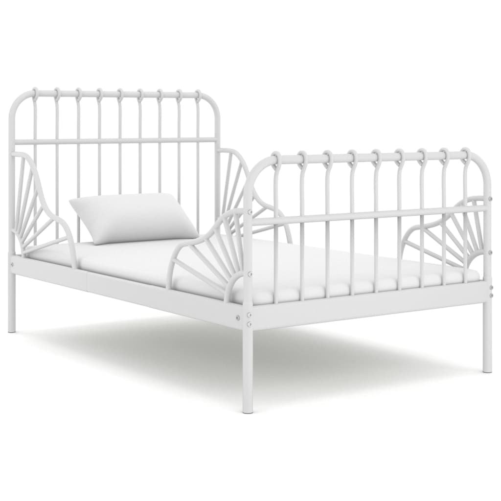 Utvidbar sengeramme hvit metall 80x130/200 cm