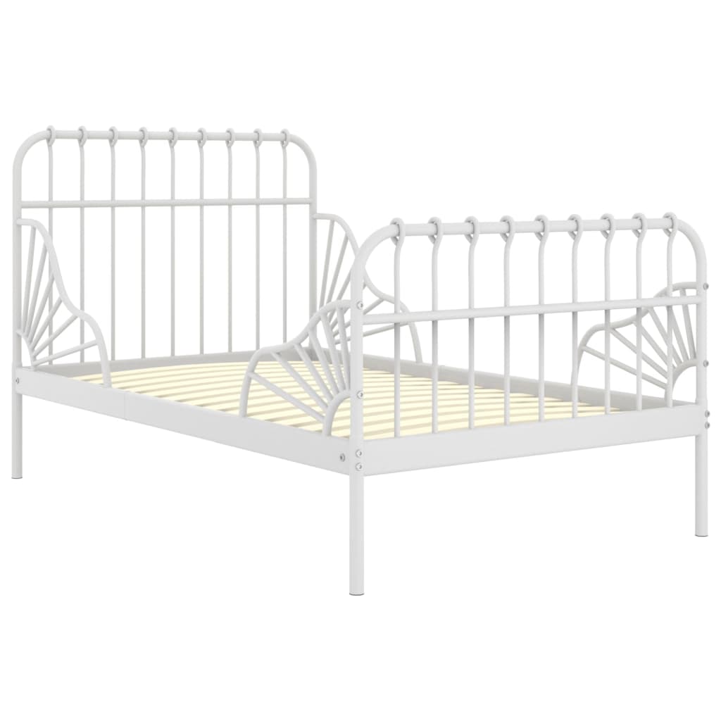 Utvidbar sengeramme hvit metall 80x130/200 cm