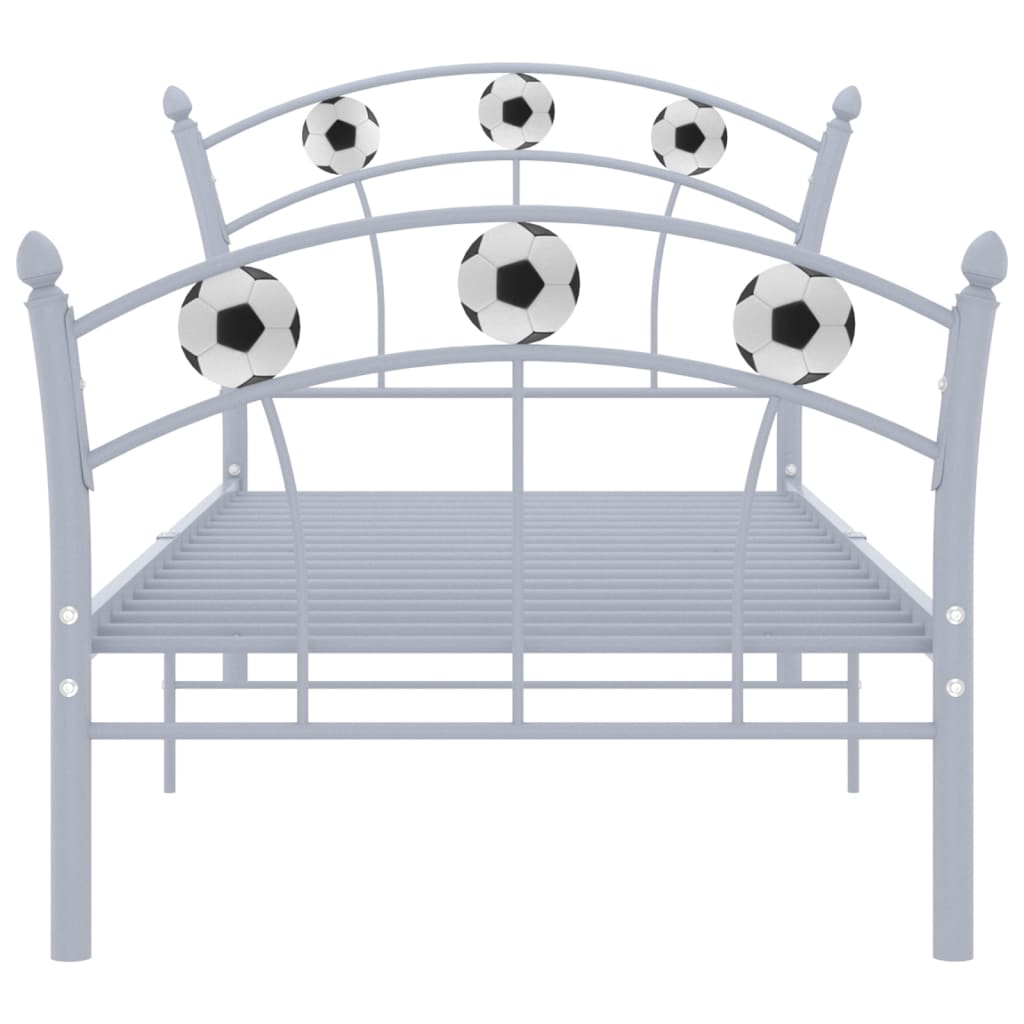 Sengeramme med fotballdesign grå metall 90x200 cm