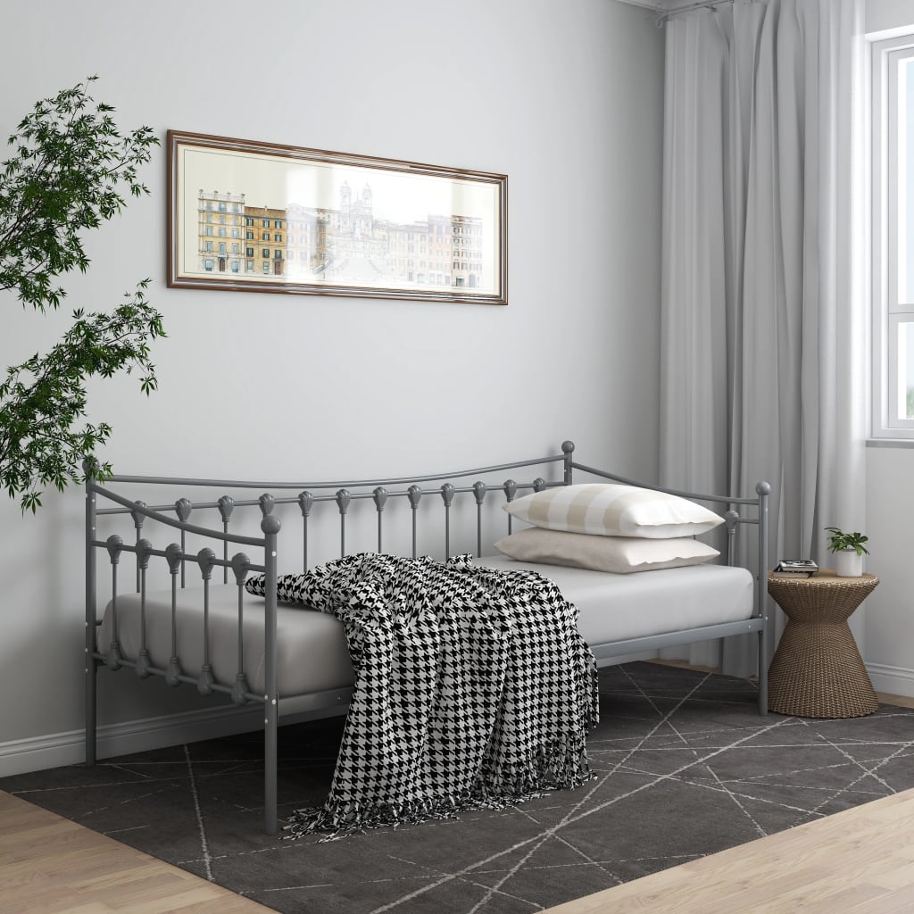 Ramme til sovesofa grå metall 90x200 cm