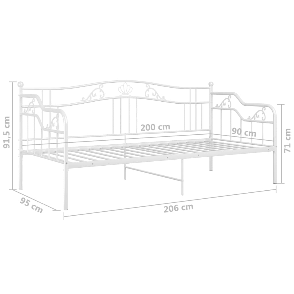 Ramme til sovesofa hvit metall 90x200 cm