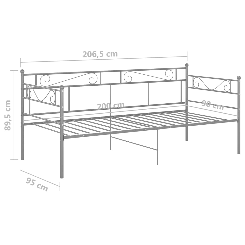 Ramme til sovesofa grå metall 90x200 cm