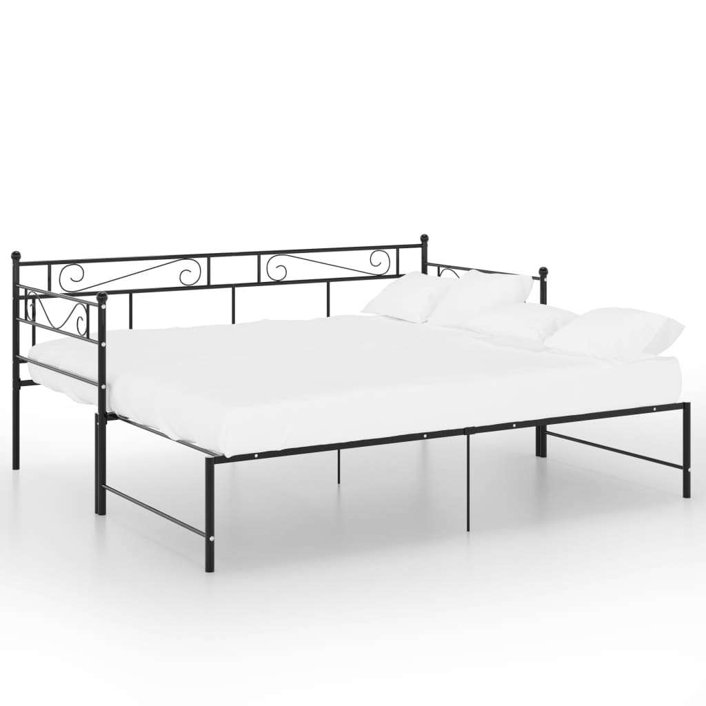 Uttrekkbar ramme til sovesofa svart metall 90x200 cm