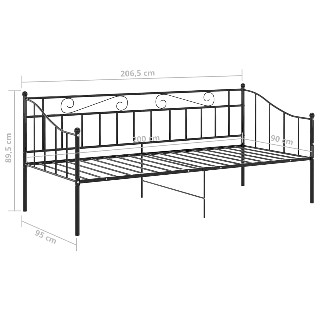 Ramme til sovesofa svart metall 90x200 cm