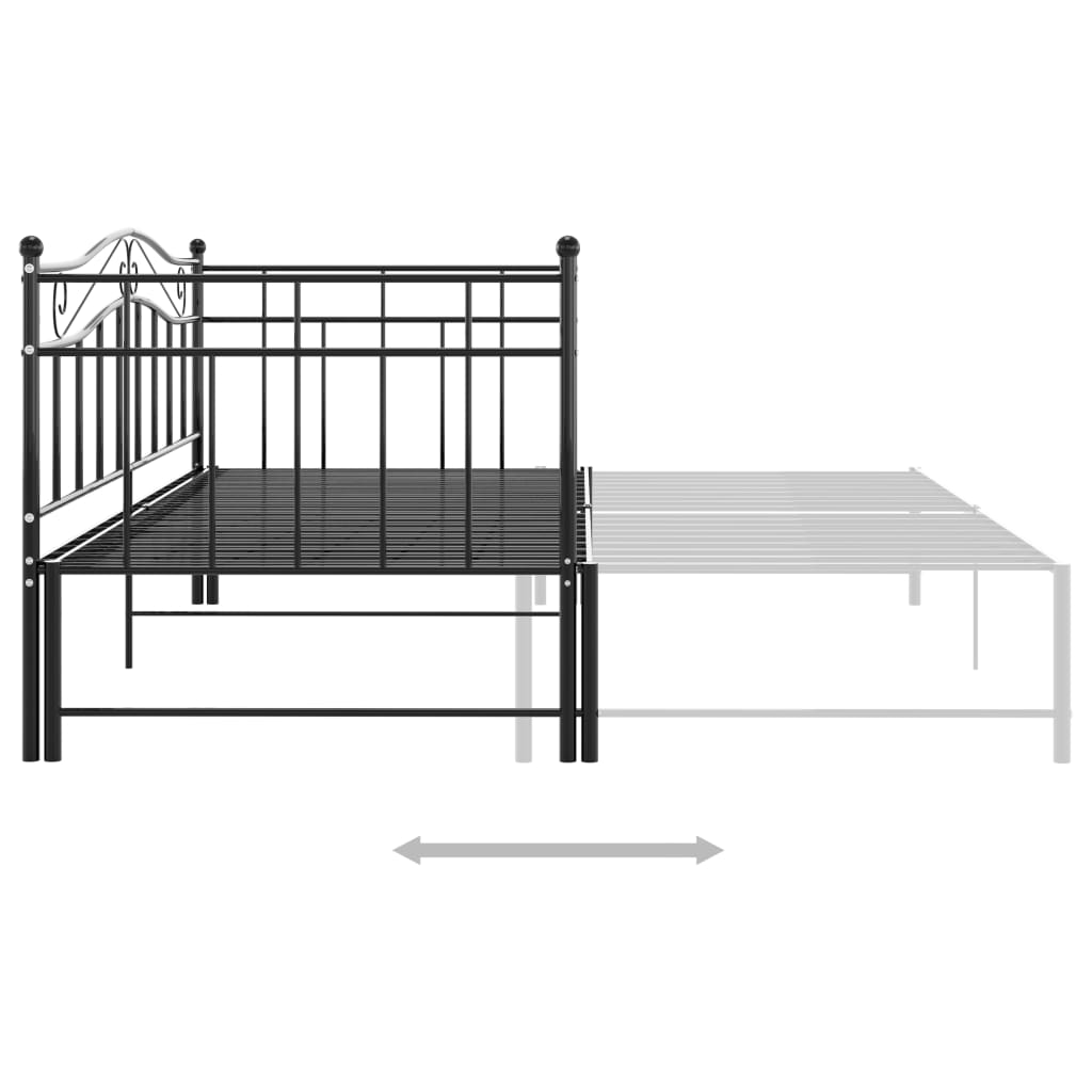 Uttrekkbar ramme til sovesofa svart metall 90x200 cm