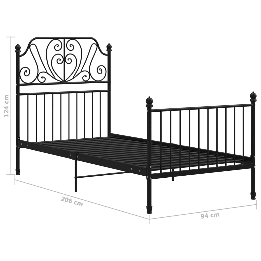 Sengeramme svart metall 90x200 cm