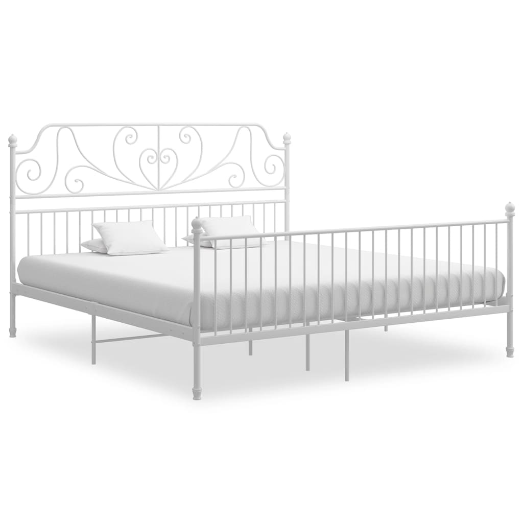 Sengeramme hvit metall 180x200 cm