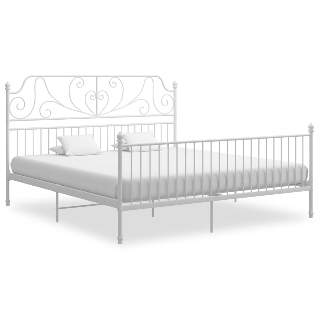Sengeramme hvit metall 200x200 cm