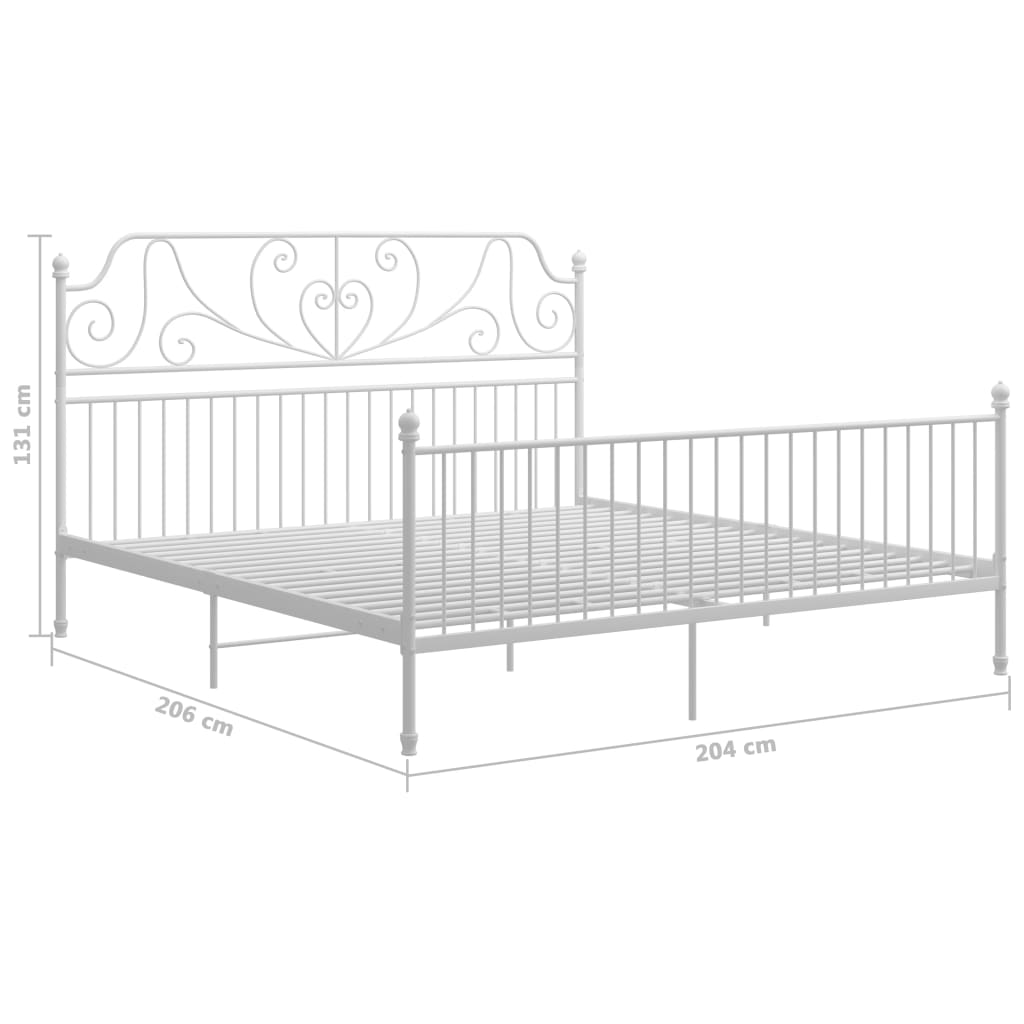 Sengeramme hvit metall 200x200 cm