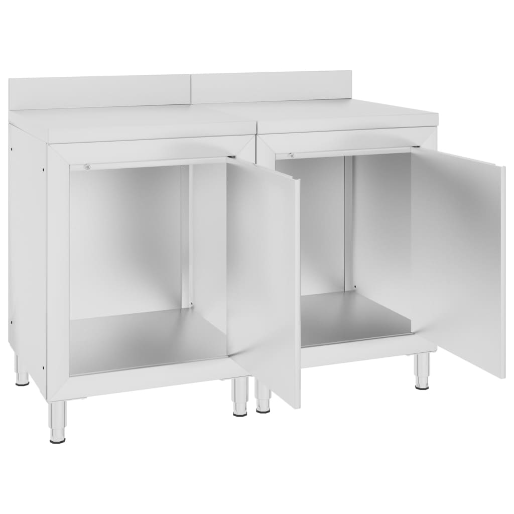 Kommersielt arbeidsbord med skap 120x60x96 cm rustfritt stål