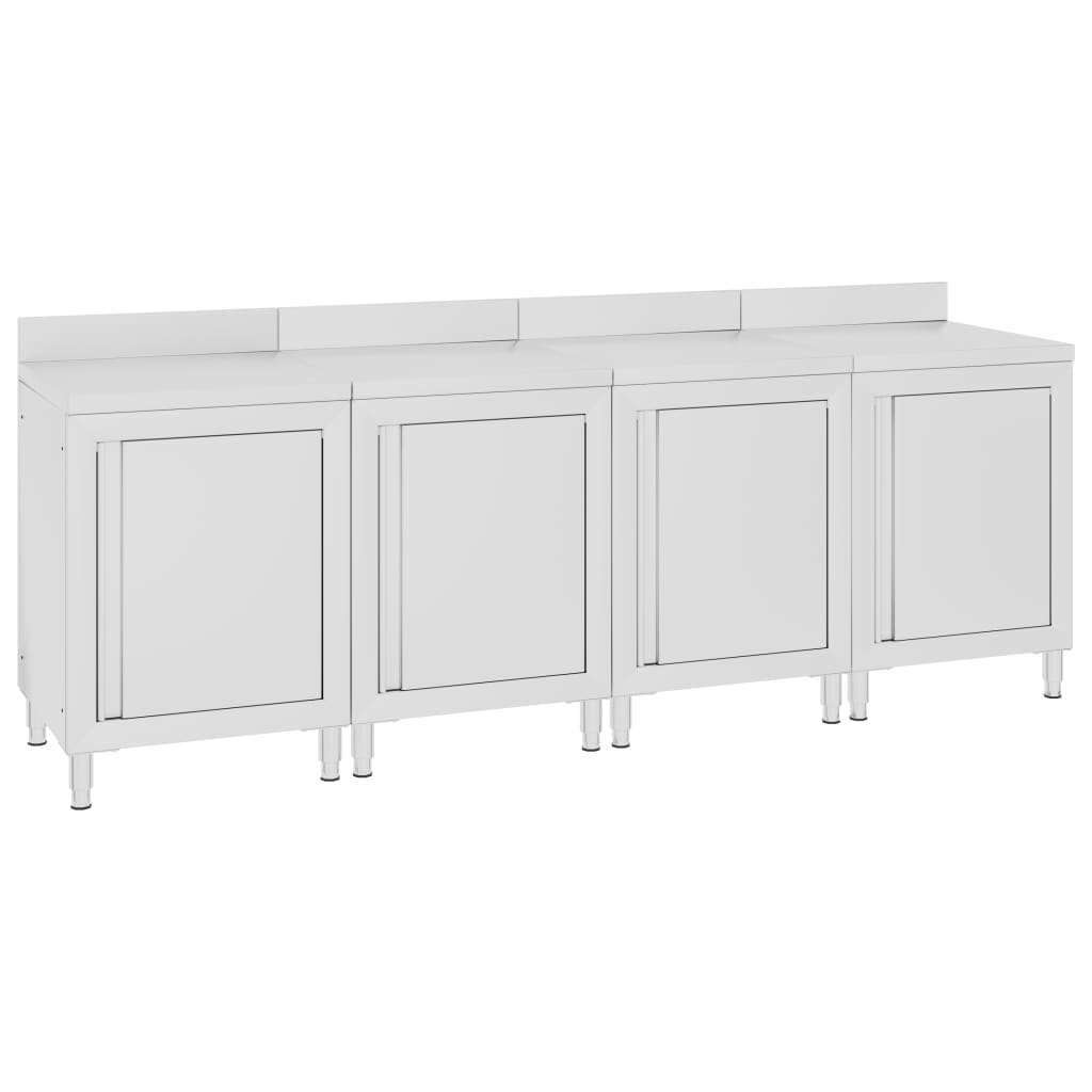 Kommersielt arbeidsbord med skap 240x60x96 cm rustfritt stål