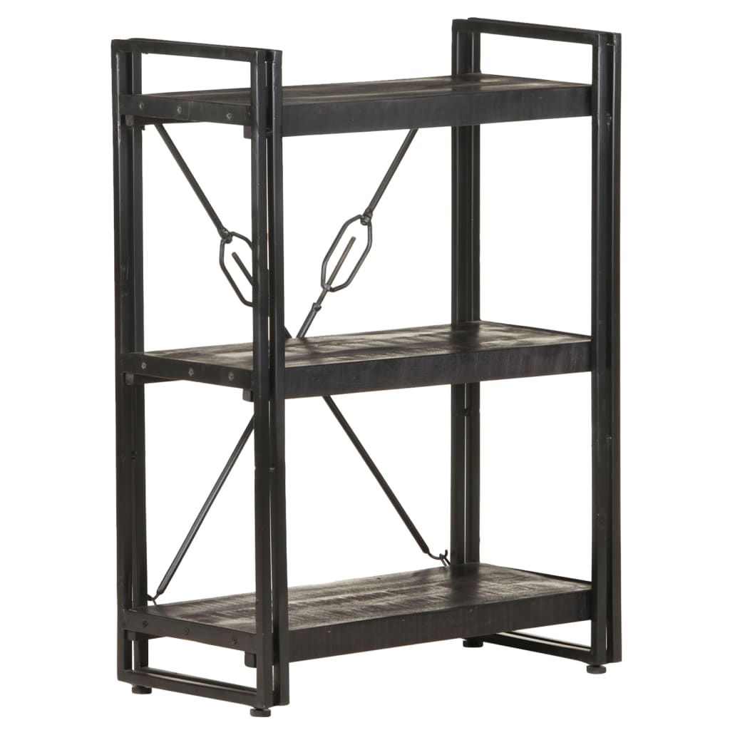 Bokhylle 3 etasjer svart 60x30x80 cm heltre mango vidaXL
