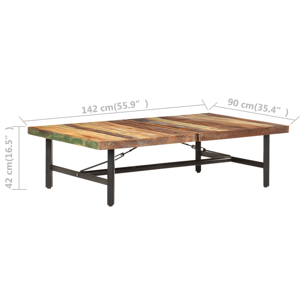 Salongbord 142x90x42 cm gjenvunnet heltre