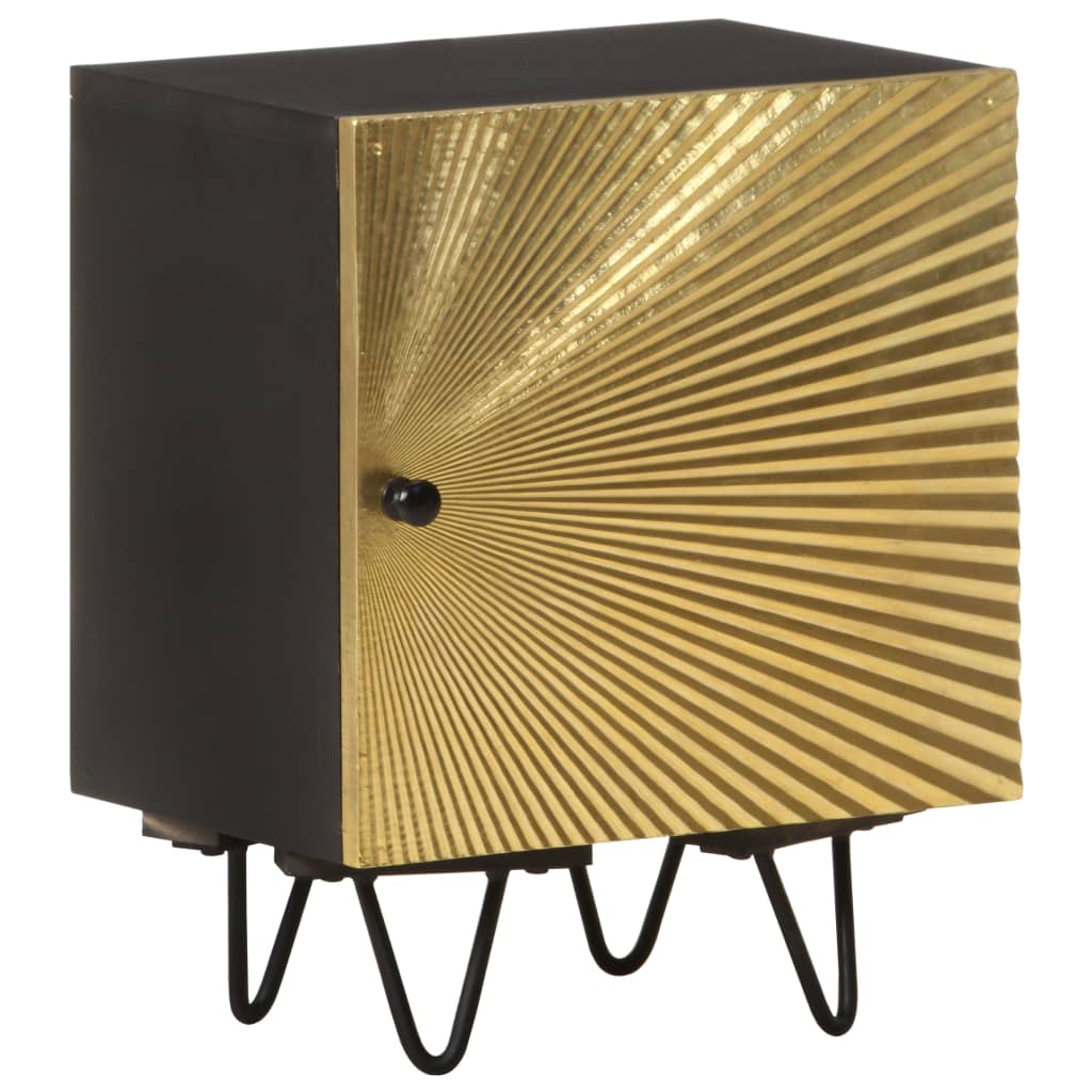 Nattbord med messingfront 40x30x50 cm heltre mango