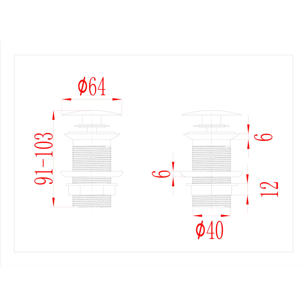 Skyveavløp uten overløpsfunksjon gull 6,4x6,4x9,1 cm vidaXL