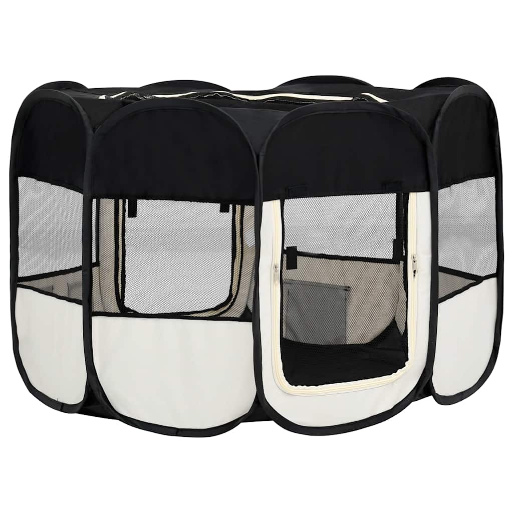 Sammenleggbar lekegrind for hunder bæreveske svart 110x110x58cm