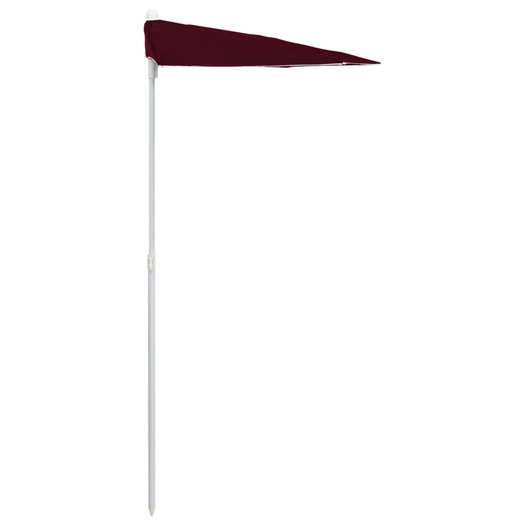 Halvrund parasoll med stang 180x90 cm vinrød