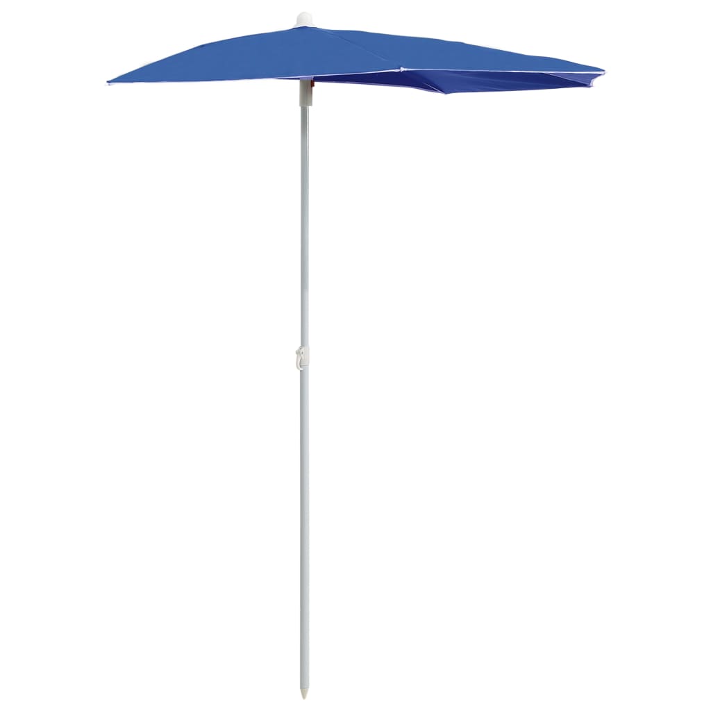 Halvrund parasoll med stang 180x90 cm asurblå
