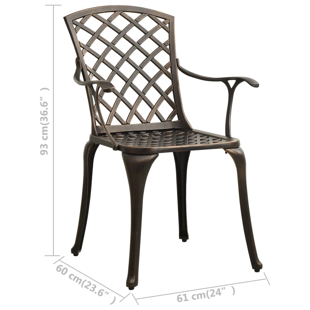 Hagestoler 2 stk støpt aluminium bronse