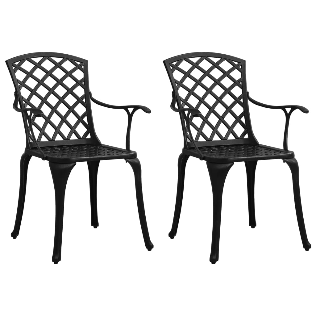 Hagestoler 2 stk støpt aluminium svart