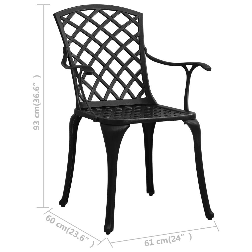 Hagestoler 2 stk støpt aluminium svart