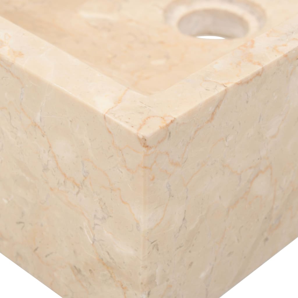 Baderomshylle heltre teak med vask marmor kremhvit