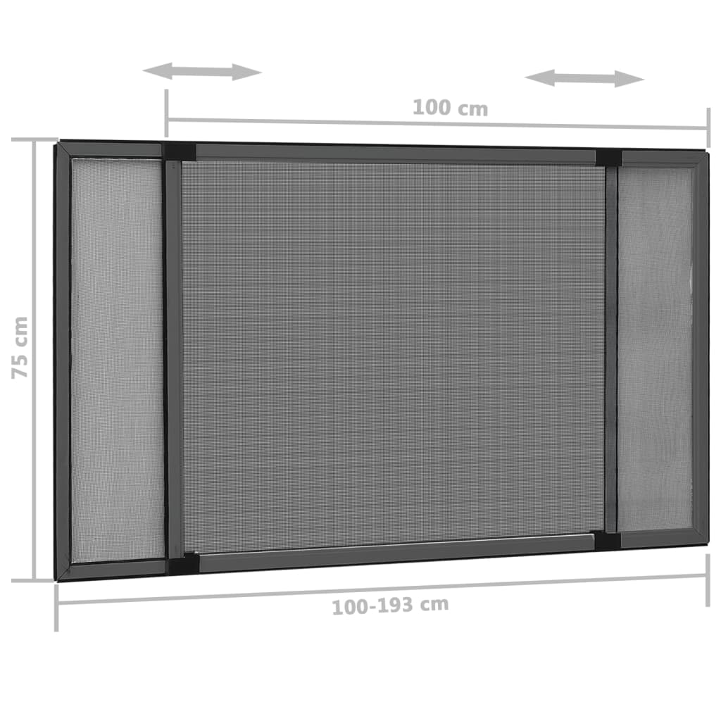 Utvidbar insektskjerm for vindu antrasitt (100-193)x75 cm