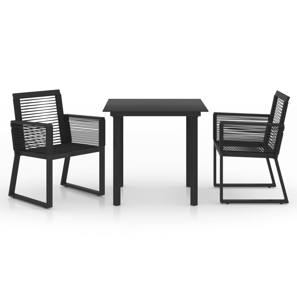Hagemøbelsett 3 deler PVC-rotting svart