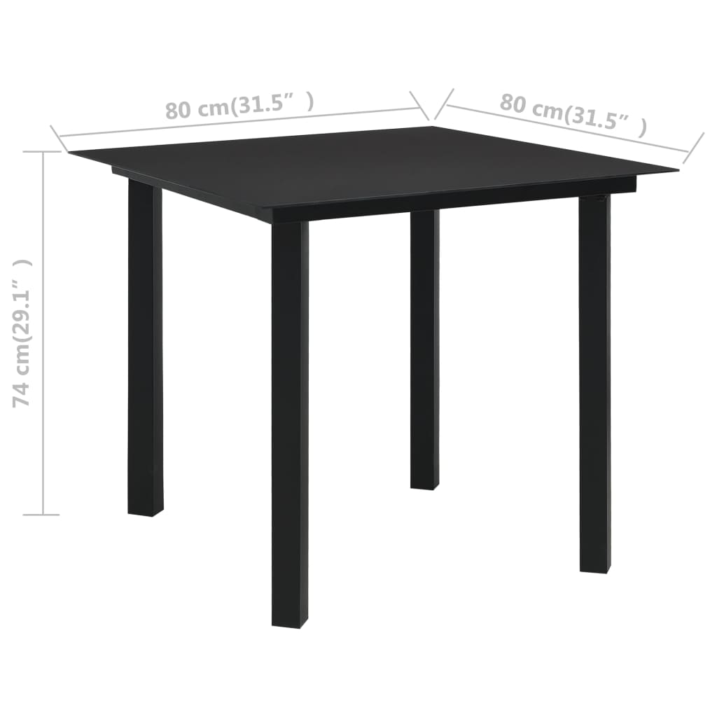 Hagemøbelsett 3 deler PVC-rotting svart