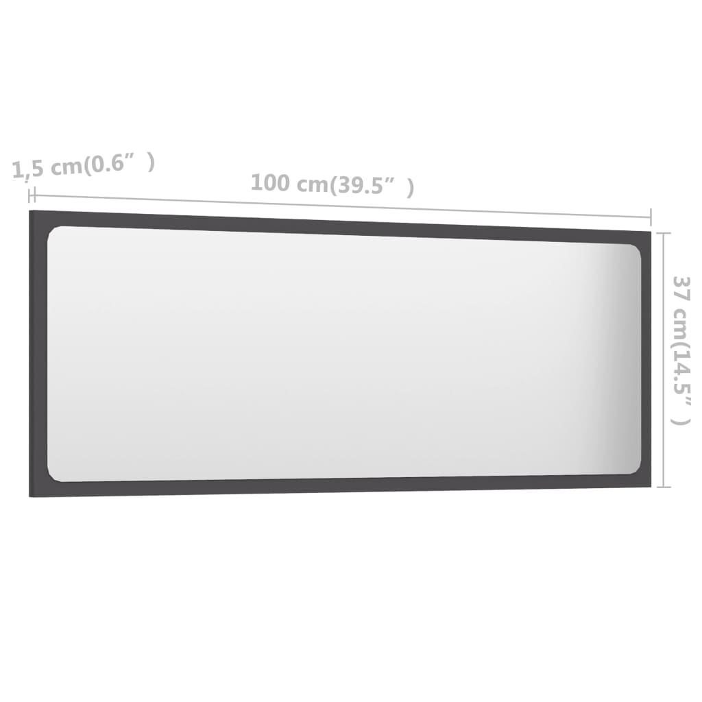 Baderomsspeil grå 100x1,5x37 cm sponplate