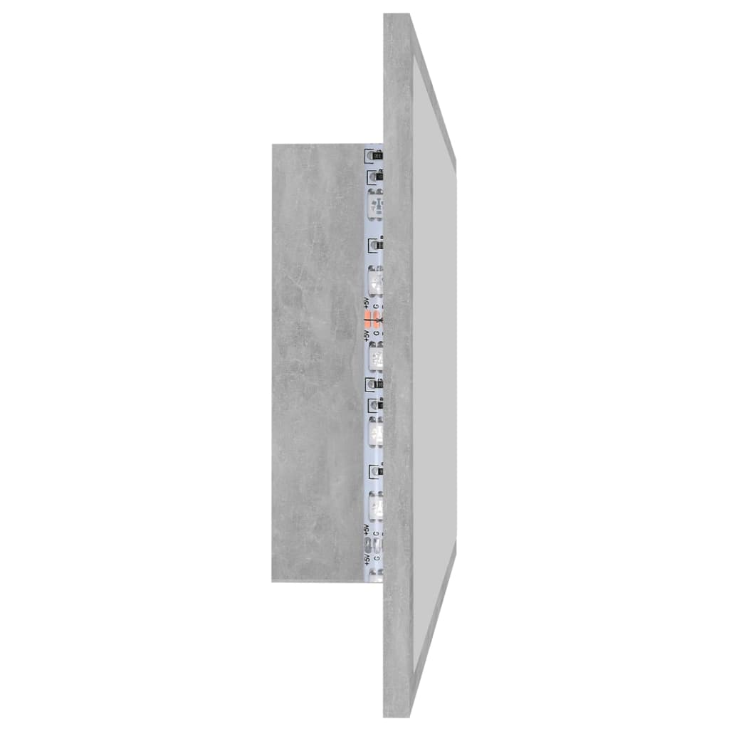 LED-badespeil betonggrå 80x8,5x37 cm akryl
