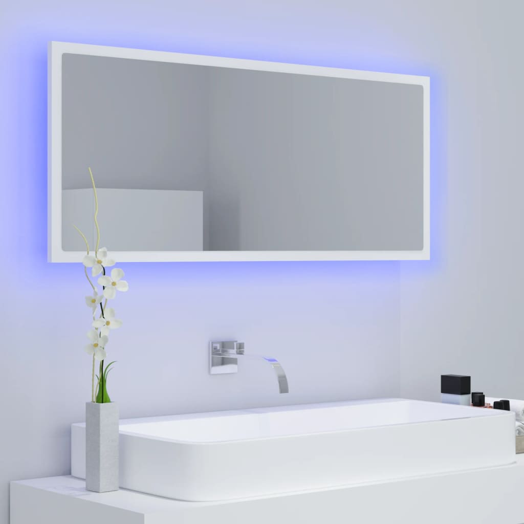 LED-badespeil hvit 100x8,5x37 cm akryl