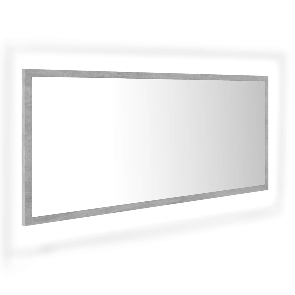 LED-badespeil betonggrå 100x8,5x37 cm akryl