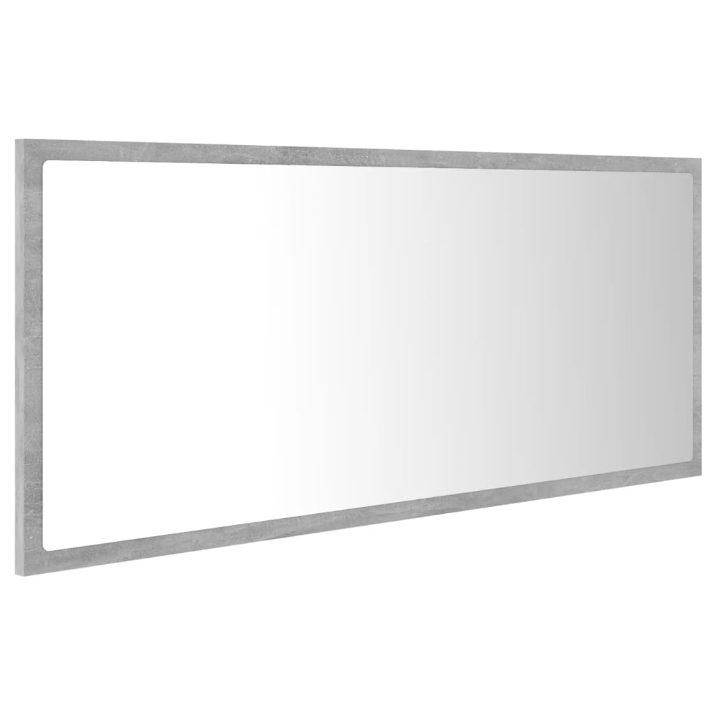 LED-badespeil betonggrå 100x8,5x37 cm akryl